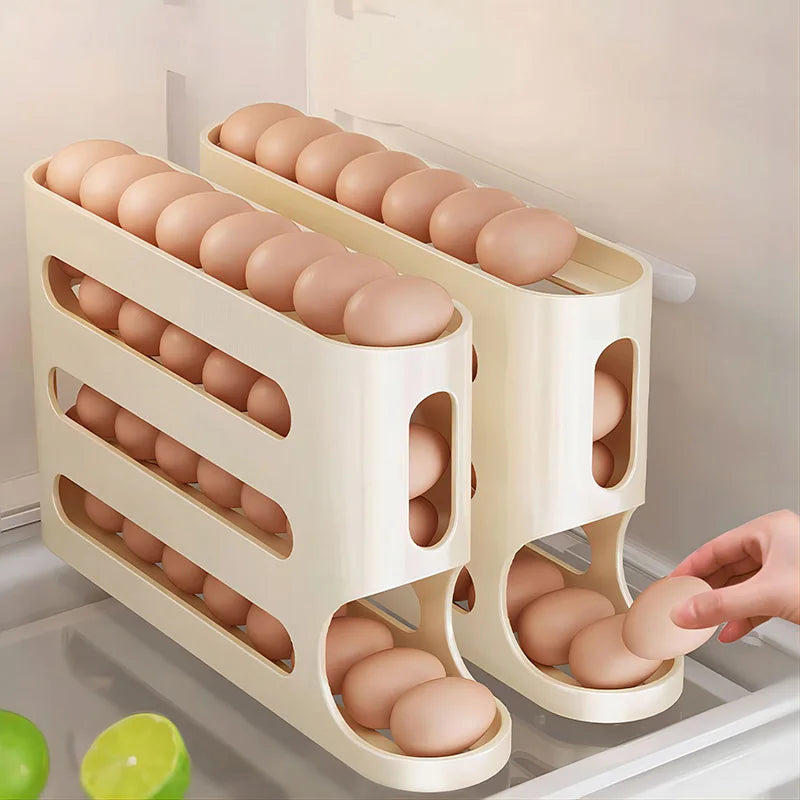 4 camadas de armazenamento de ovos suporte de rolamento automático rack geladeira caixa recipiente cozinha geladeira dispensador de ovos geladeira organizador de ovos