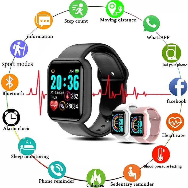 2024 novo relógio inteligente masculino monitor de freqüência cardíaca pressão arterial pulseira de fitness presente para ios e android smartphones y68