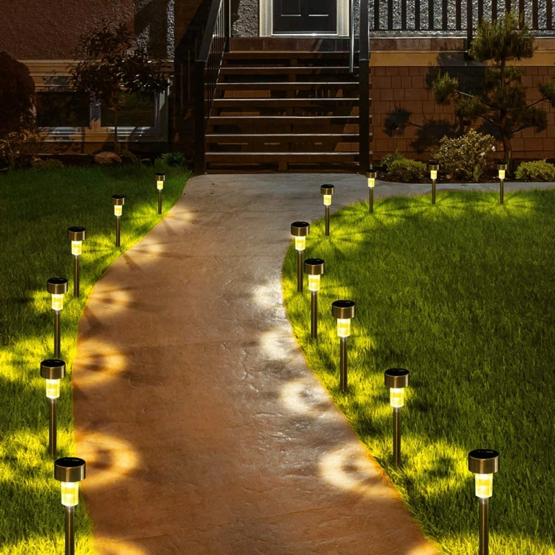 Luzes solares ao ar livre lâmpada de jardim movido a energia solar caminho de paisagem à prova dwaterproof água ao ar livre para quintal gramado pátio decorativo