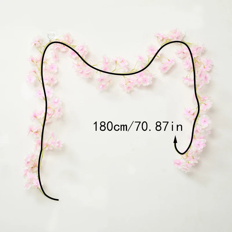180cm artificial sakura flores videira casamento jardim rosa arco decoração de festa em casa natal nupcial falso seda scrapbook plantas