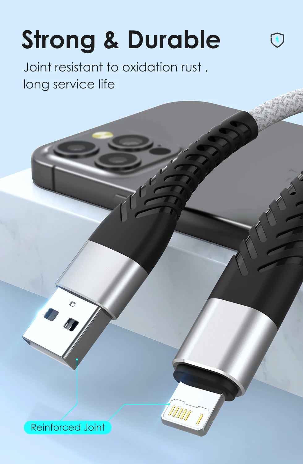 Cabo usb para iphone 14 13 12 11 pro max mini 6 6s 7 8 plus xs xr se ipad 3a carregamento rápido cabo de sincronização de dados do telefone 1m 2m 3m