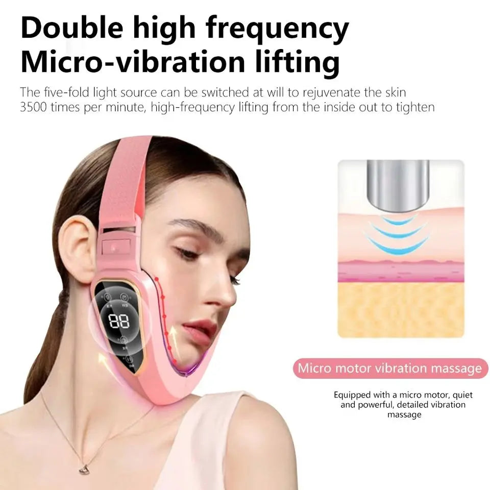 Dispositivo de levantamento facial led fóton terapia facial emagrecimento vibração massageador facial aquecido queixo duplo v rosto vibração massageador