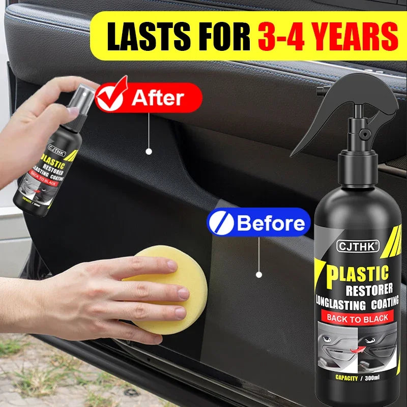 Restaurador de plástico para carro, de volta ao preto, brilho, renovador de plástico, revestimento de longa duração, restauração de couro, produtos de limpeza de polimento automático