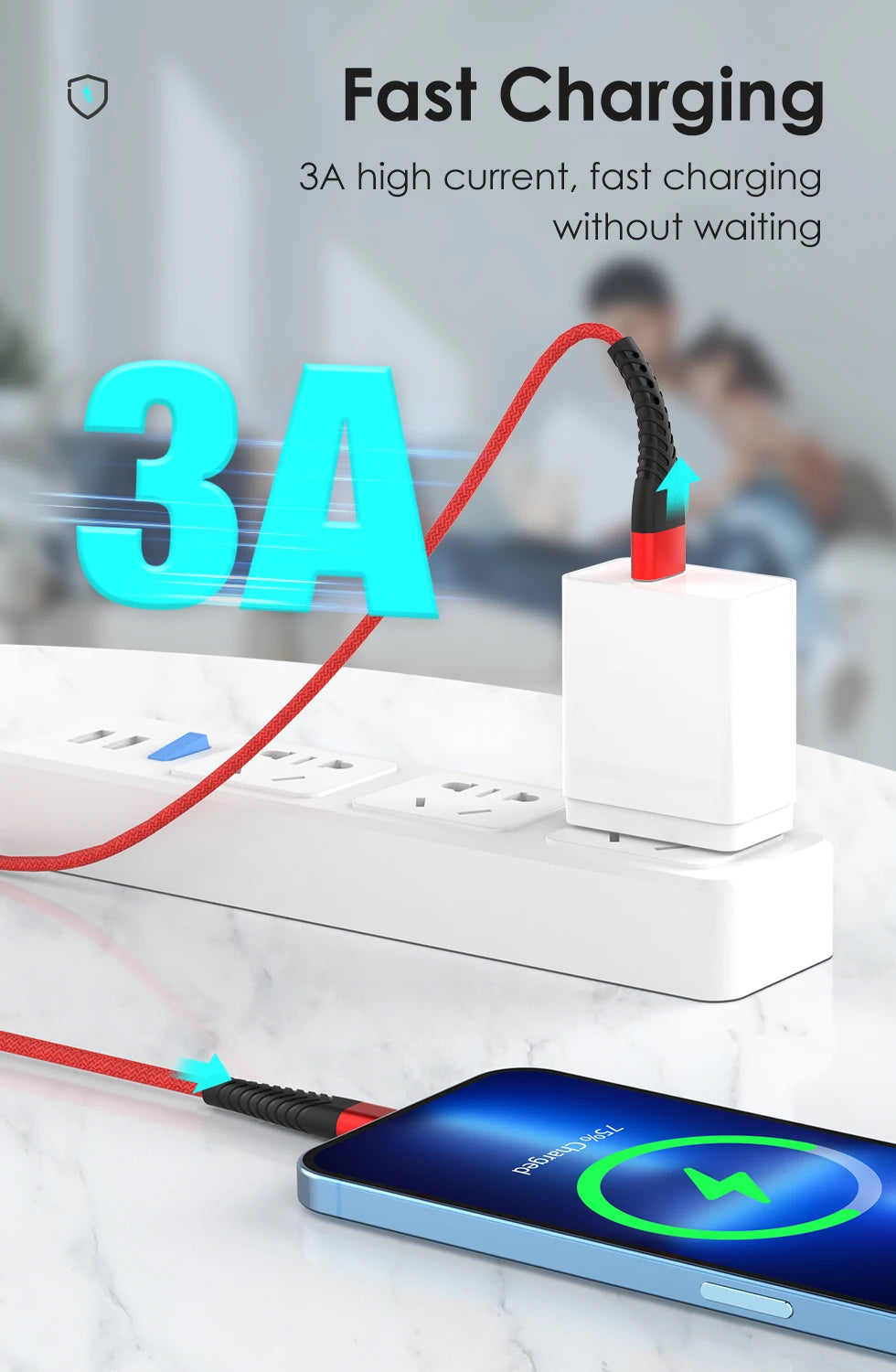 Cabo usb para iphone 14 13 12 11 pro max mini 6 6s 7 8 plus xs xr se ipad 3a carregamento rápido cabo de sincronização de dados do telefone 1m 2m 3m