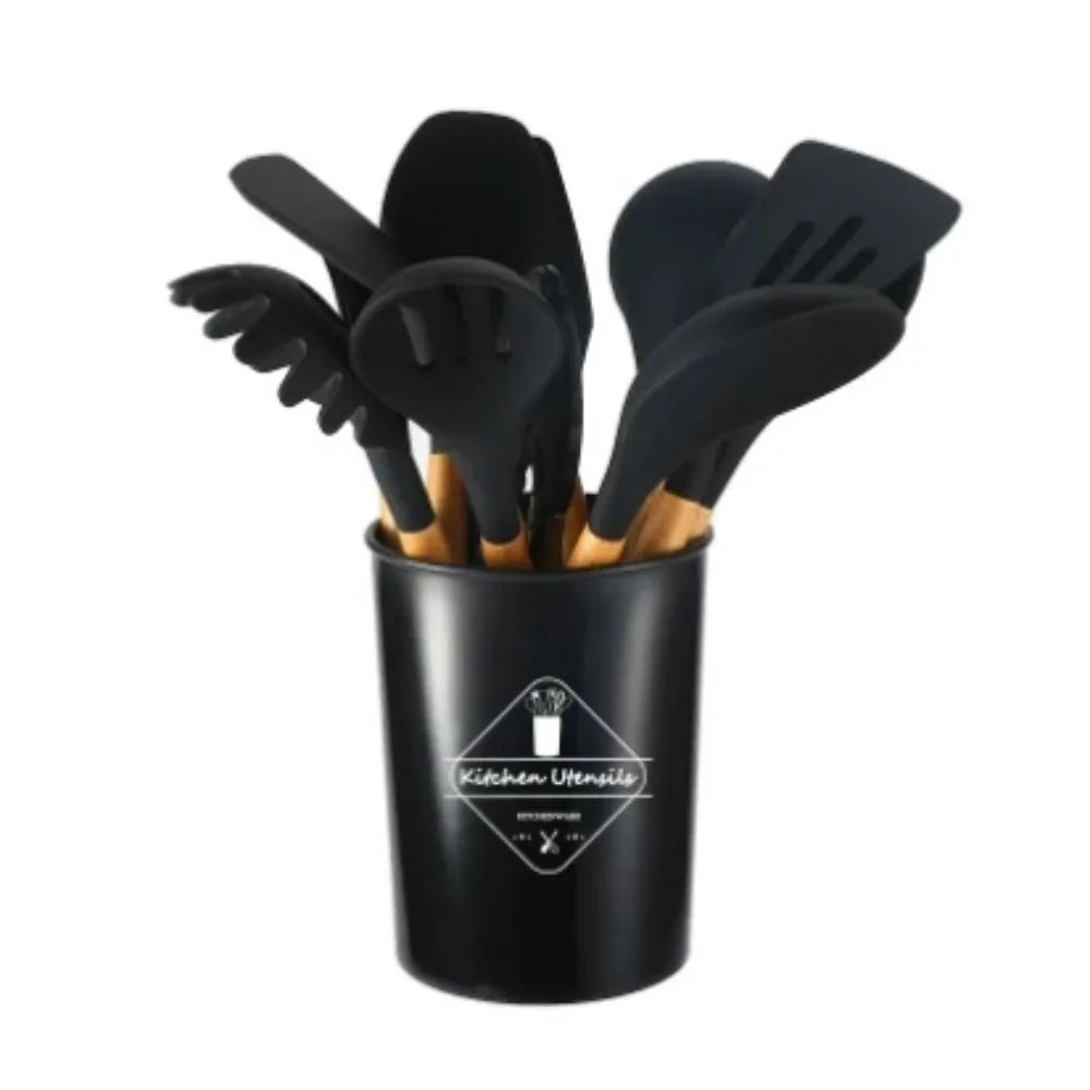 12PCS Food Grade Silicone Kitchen Cookware Utensils Turner Spatula Measuring Spoon Practical Cooking Tool Kitchenware Set