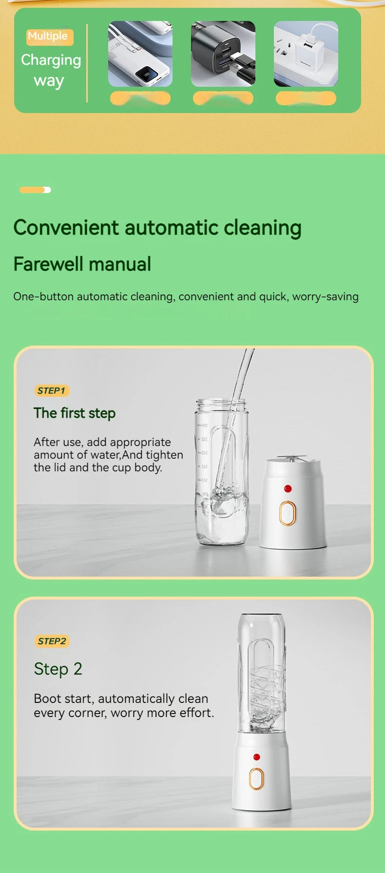 Liquidificador sem fio portátil, espremedor de frutas elétrico, máquina para esmagar gelo laranja, 10 lâminas, máquina auxiliar de alimentos, 1500ma, misturador