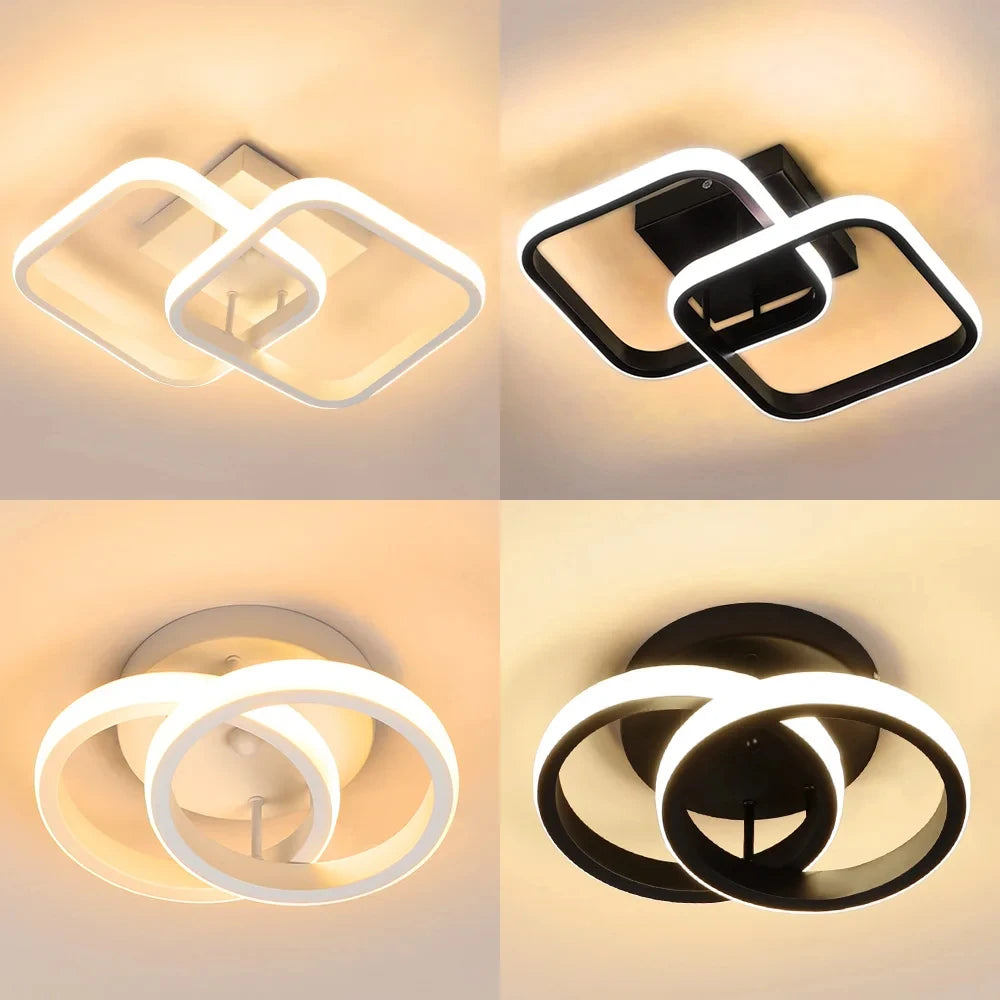 Led luzes de teto do corredor lustre moderno três cores lâmpada minimalista para o quarto luz superfície instalação sala jantar