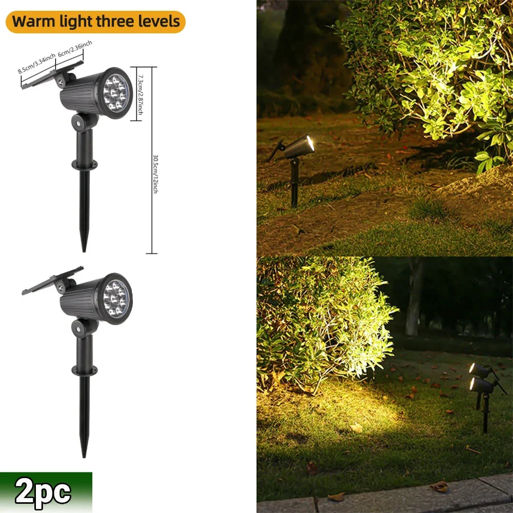 9 led luzes de ponto solar ip65 à prova dip65 água ao ar livre rgb solar paisagem luzes brilho ajustável para jardim quintal palmeiras