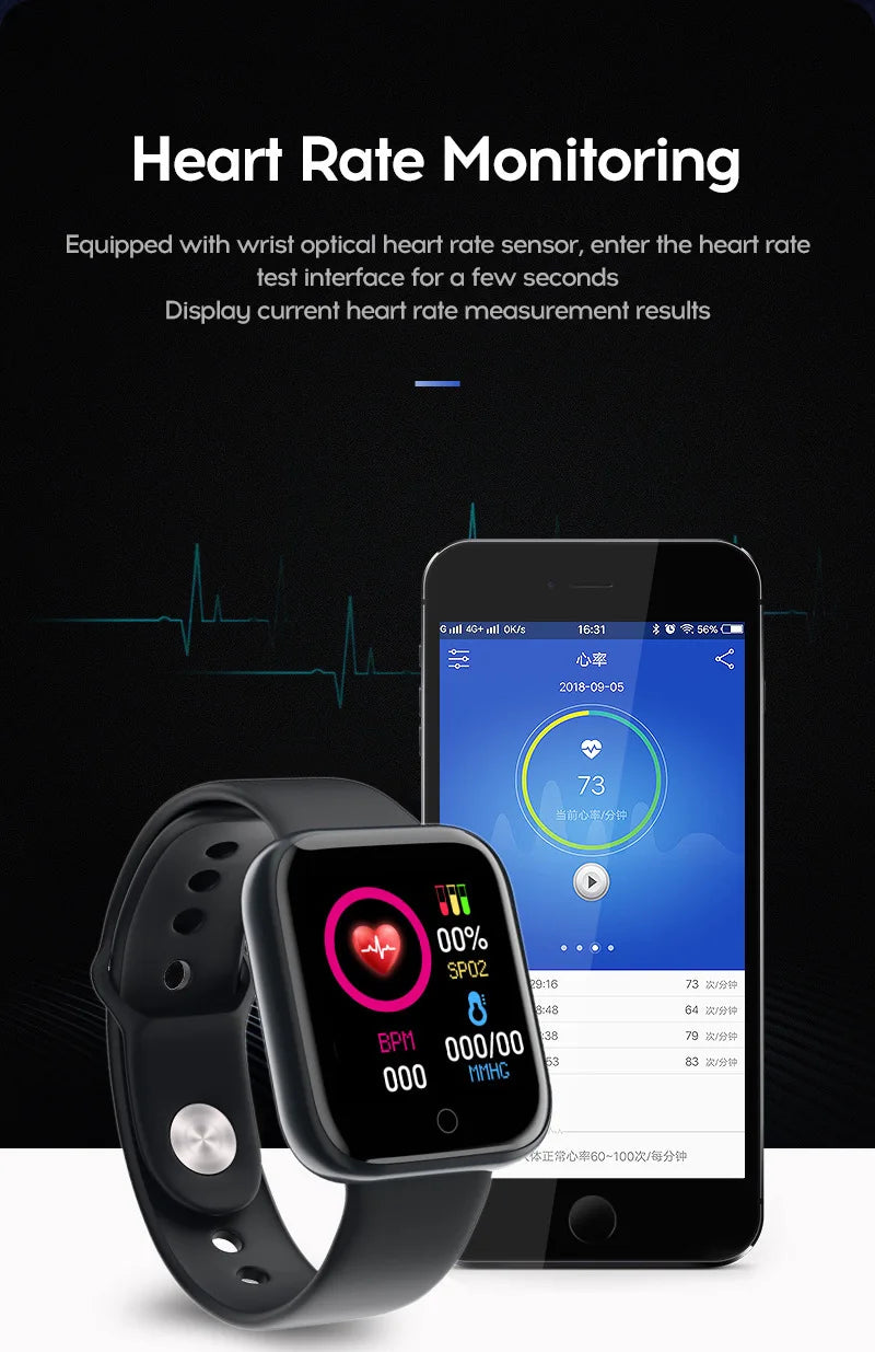 2024 novo relógio inteligente masculino monitor de freqüência cardíaca pressão arterial pulseira de fitness presente para ios e android smartphones y68