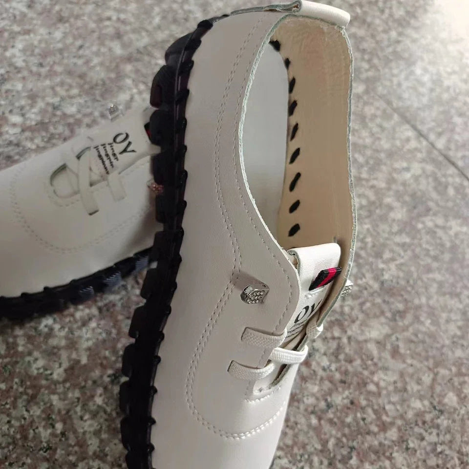 Sapatos esportivos femininos de couro pu, tamanho grande 35-43 jardas, tênis de corrida, fundo plano com tiras elásticas, tênis para mulheres