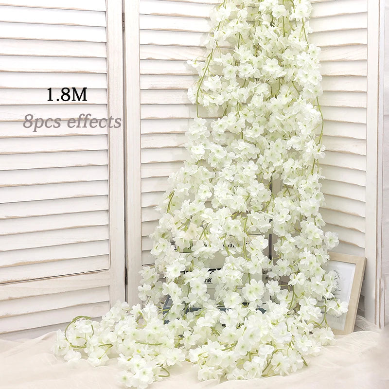 180cm artificial sakura flores videira casamento jardim rosa arco decoração de festa em casa natal nupcial falso seda scrapbook plantas