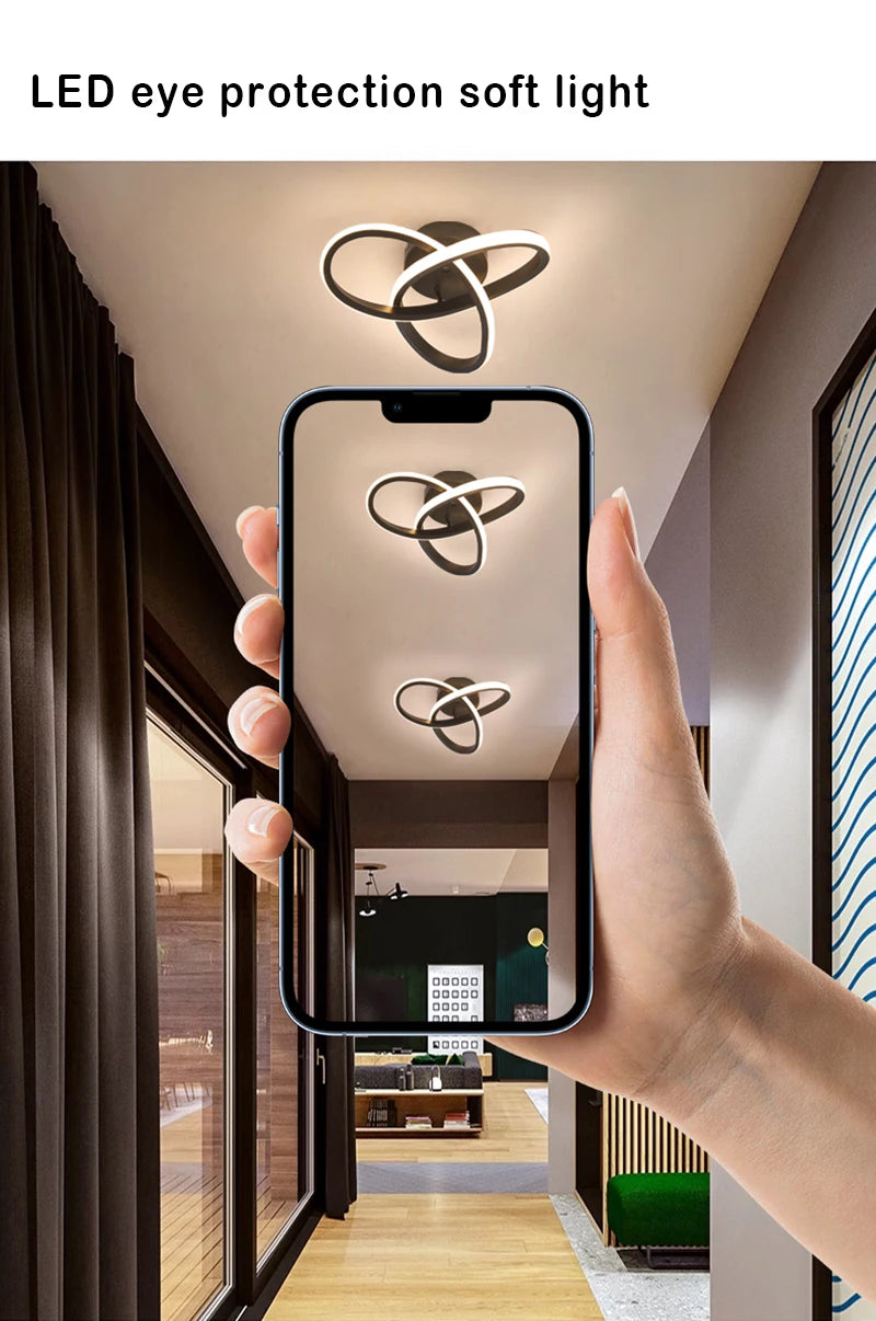 Estilo Moderno Household LED Lustre, Lâmpada Do Teto, Luz Do Quarto, Instalação De Superfície, Lâmpada De Sala De Jantar, 3 Cores, AC 220V