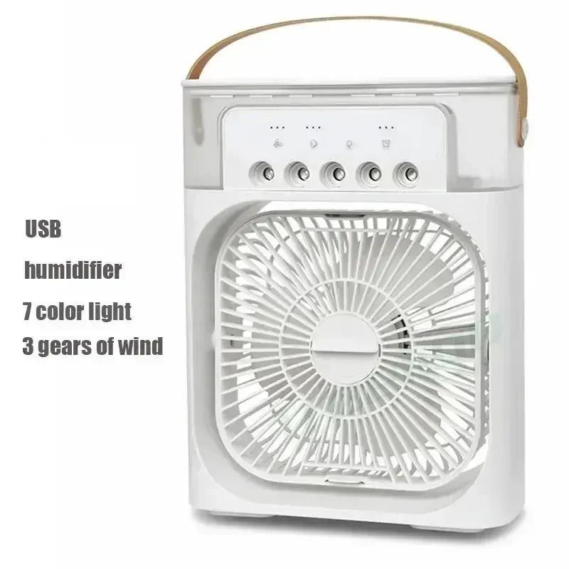 3 em 1 novo ventilador ar condicionado doméstico pequeno refrigerador de ar led night light portátil umidificador ventilador de ajuste de ar escritório casa ventilador