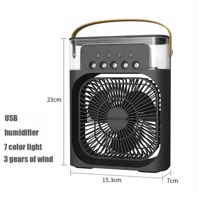 3 em 1 novo ventilador ar condicionado doméstico pequeno refrigerador de ar led night light portátil umidificador ventilador de ajuste de ar escritório casa ventilador
