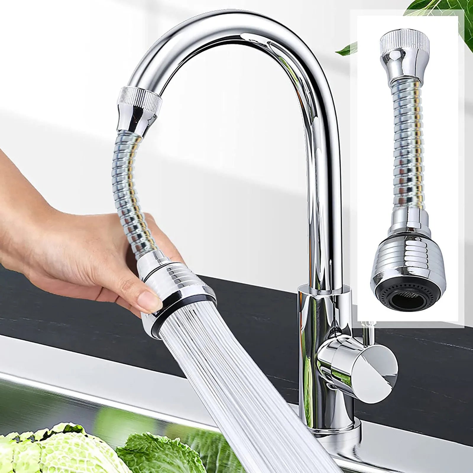 Sink Faucet Sprayer,360 Degree Rotatable Anti-Splash Faucet Nozzle Head with Hose,Tap Booster & Water Saving Kitchen Sink Faucet