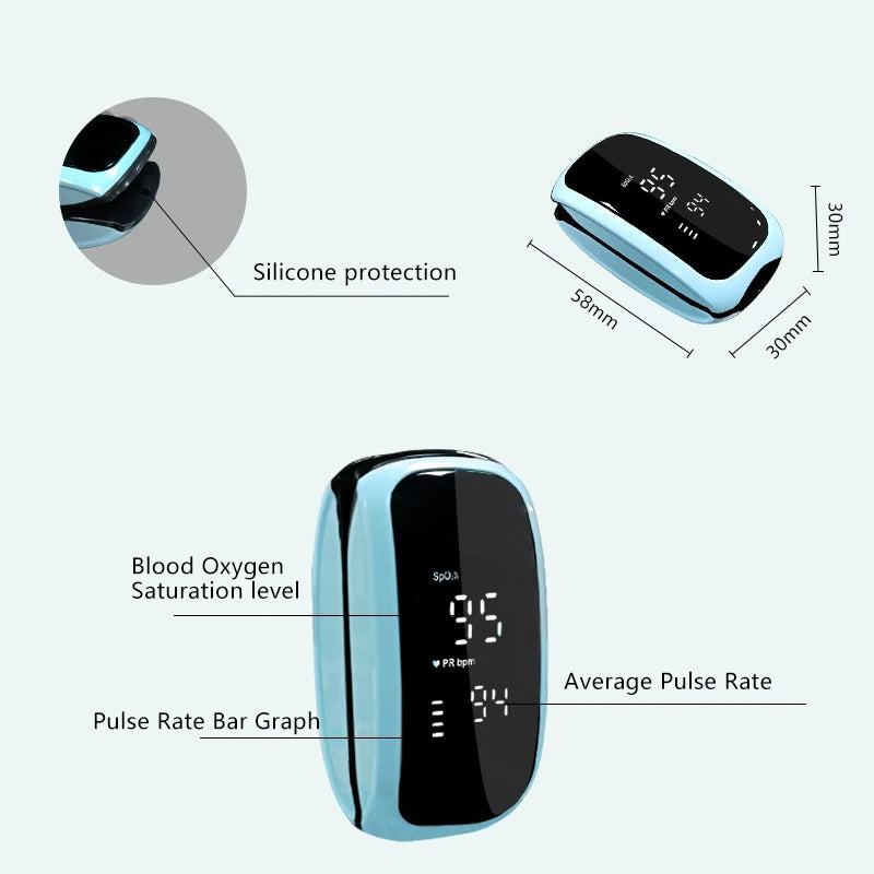 Oxímetro Médico Recarregável com Display Digital LED para Crianças, Oxímetro De Pulso De Ponta Do Dedo, Correia Colhedor, Monitor De Saturação De Oxigênio No Sangue
