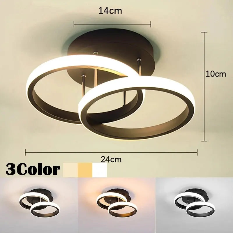 Estilo Moderno Household LED Lustre, Lâmpada Do Teto, Luz Do Quarto, Instalação De Superfície, Lâmpada De Sala De Jantar, 3 Cores, AC 220V