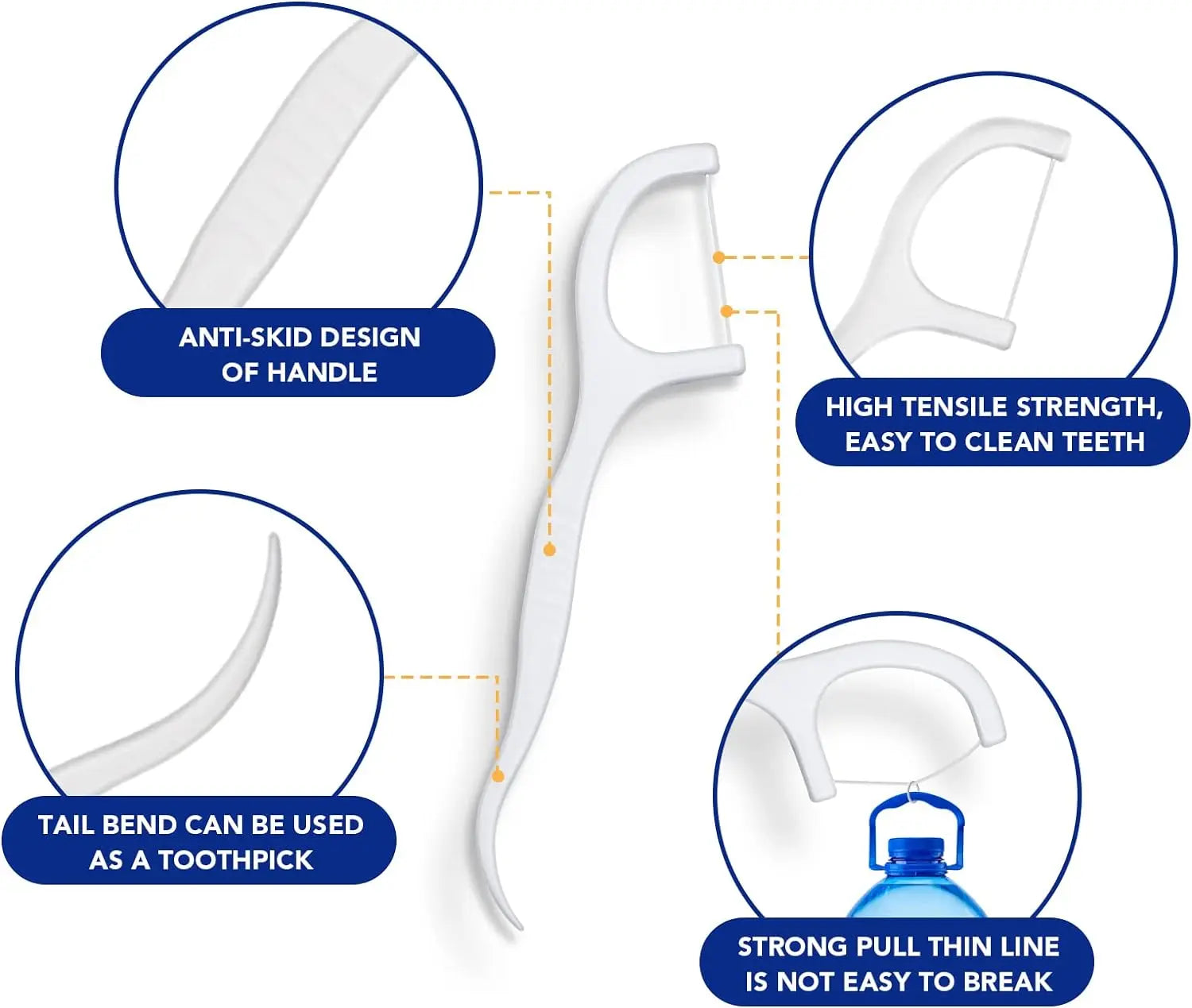 Palhetas de Fio Dental Sabor Menta, Palitos com fio, Linhas dentárias, Limpeza