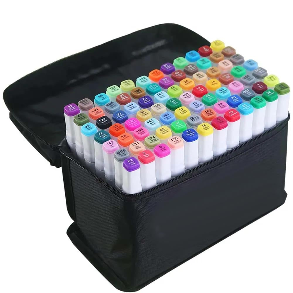 Kit 36 Canetas Marcadoras Profissionais Colorir Desenhar Pontas Duplas para Estu