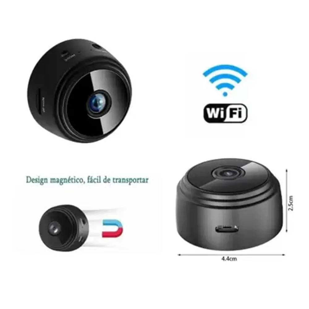 Mini Câmera Recarregável Espiã Segurança Wi Fi sem fio Magnética carregamen