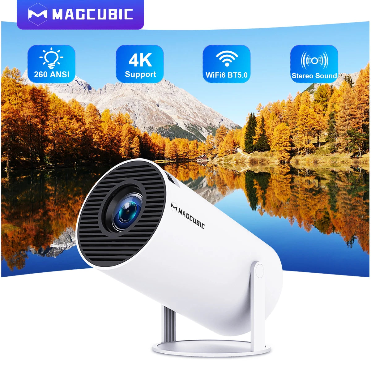Mini Projetor Portatil 5g Wifi 6 Bluetooth 5.0 Android 11 HY300 Projetor 4K 1080