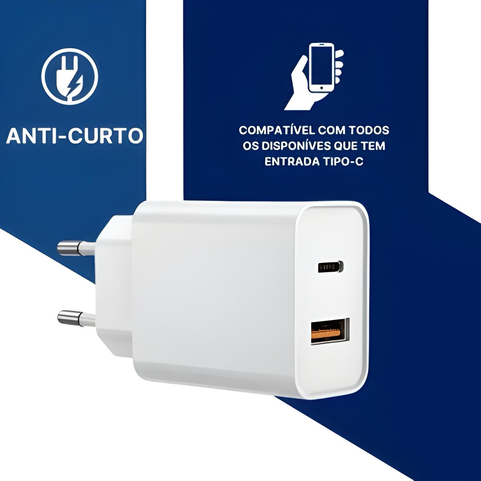 Carregador Completo 67W Turbo Entrada USB + USB-C Branco N20 (CARREG67WN20)