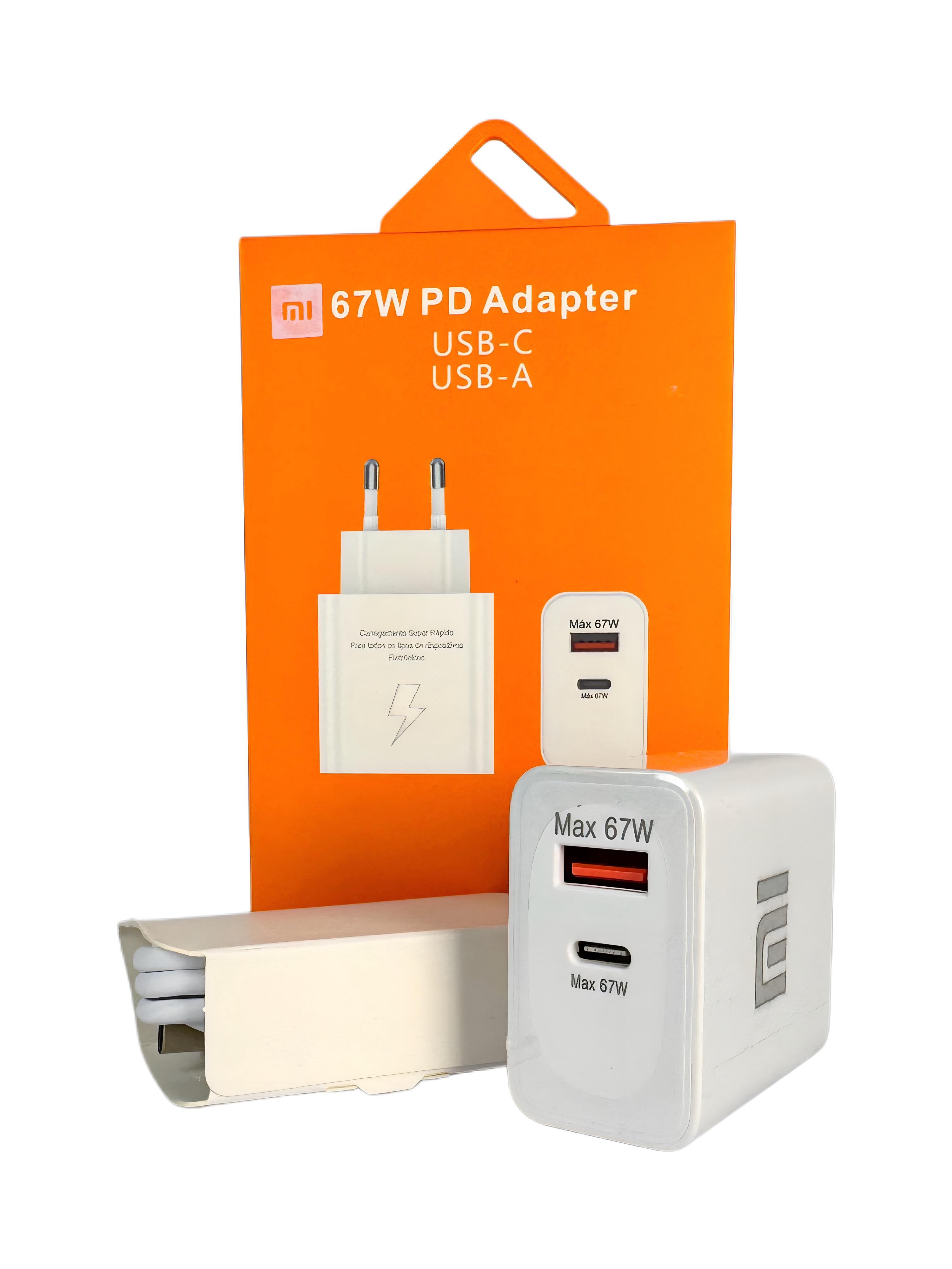Carregador Completo 67W Turbo Entrada USB + USB-C Branco N20 (CARREG67WN20)