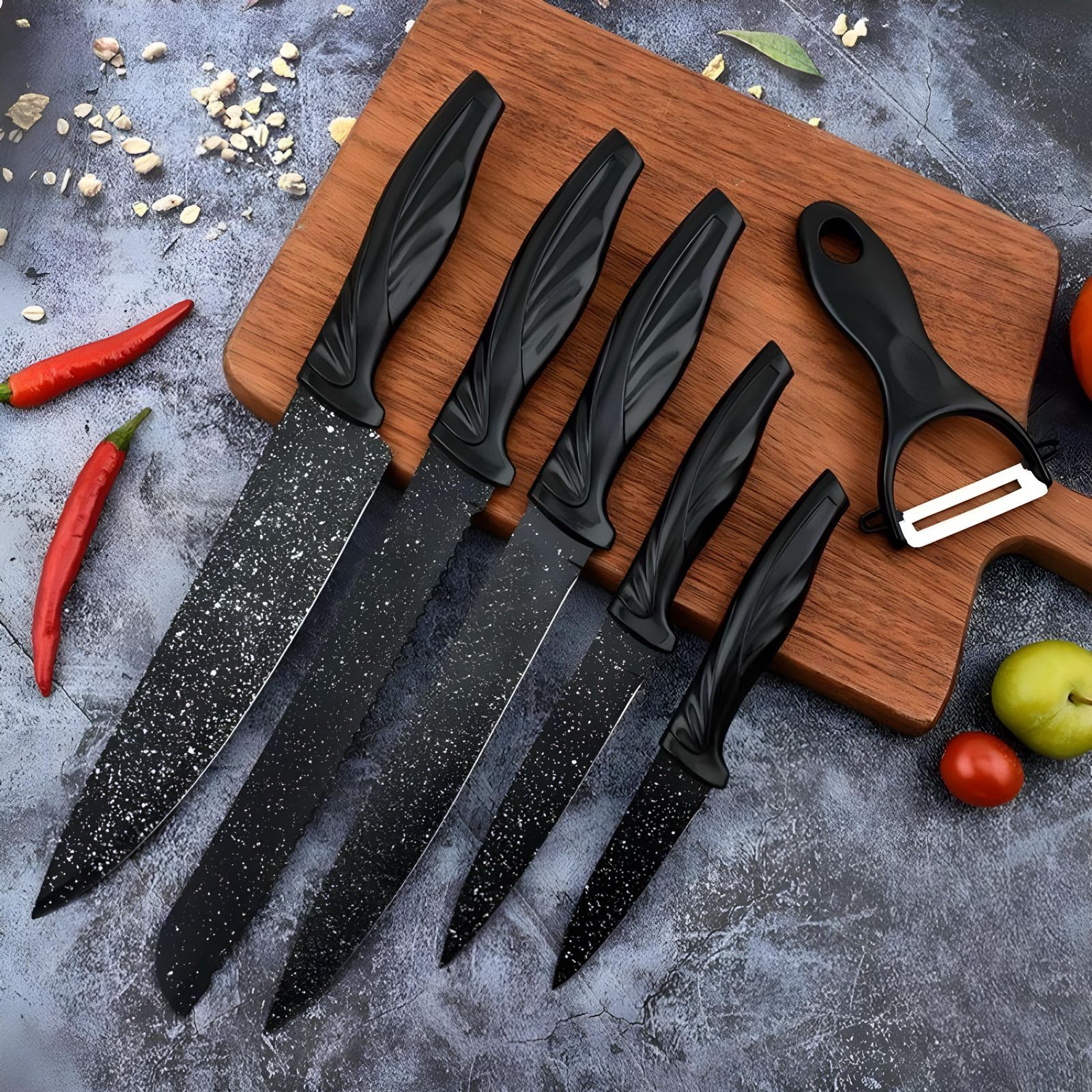 Jogo De Facas Inox 6 Peças Cozinha Churrasco B-Max BM-F989 (CONJBMF989)
