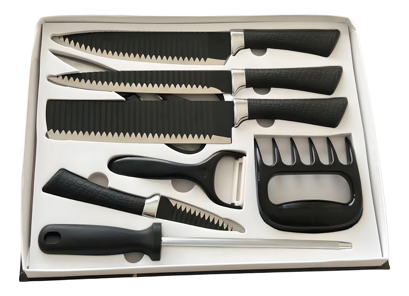 Jogo De Facas Inox 8 Peças Cozinha Churrasco B-Max BM-F988 (CONJBMF988)